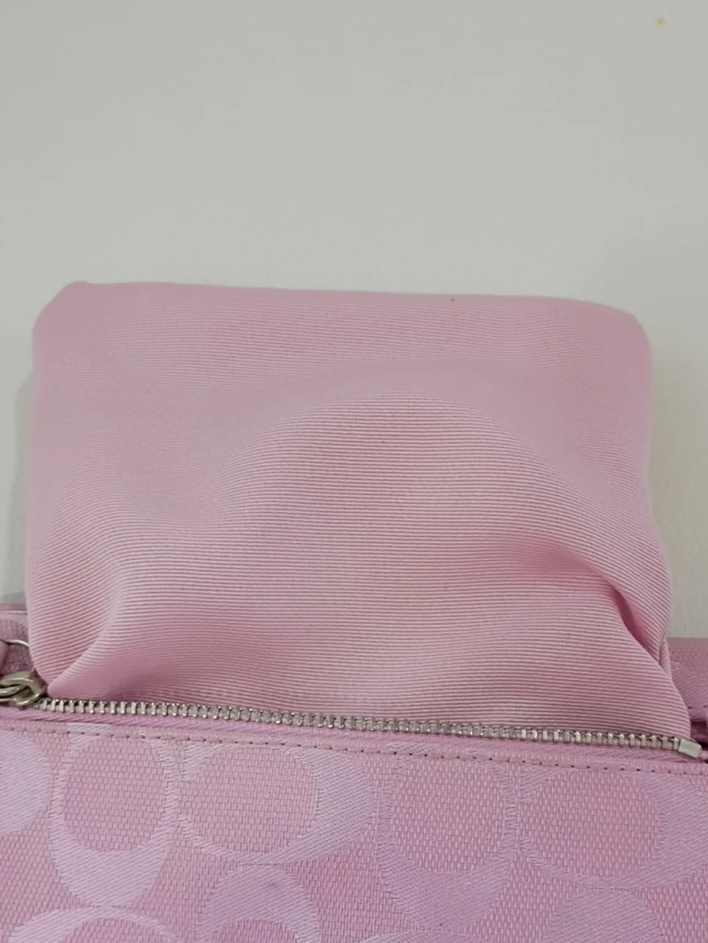 Coach Pink Signature Crossbody with Suede Stripe